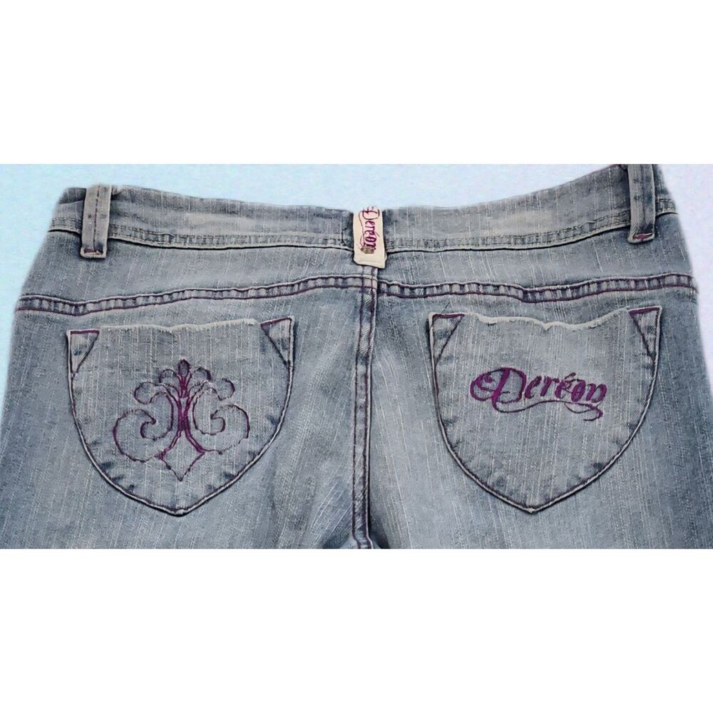 Dereon Y2K Bootcut Jeans Light Wash Embroidered Logo Womens 13/14 McBling M